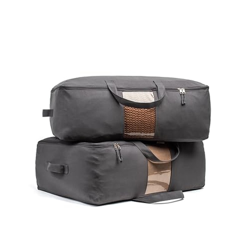 Soft Canvas Storage Bags with Zipp. Large 25x19x9in Bag for Sheets Blankets Bedding Pillows, Clothes