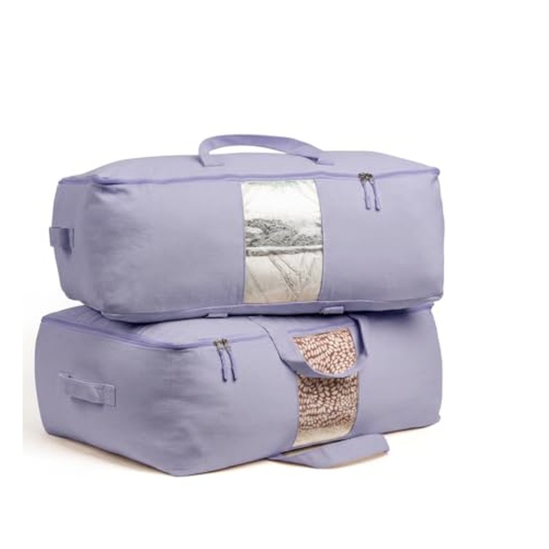Soft Canvas Storage Bags with Zipp. Large 25x19x9in Bag for Sheets Blankets Bedding Pillows, Clothes