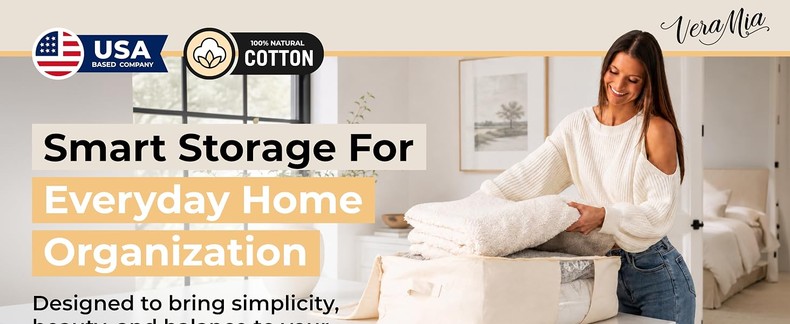 Soft Canvas Storage Bags with Zipp. Large 25x19x9in Bag for Sheets Blankets Bedding Pillows, Clothes detail