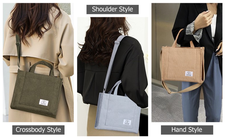 Tote Bag for Women, Corduroy Crossbody Bags Shoulder Handbag detail