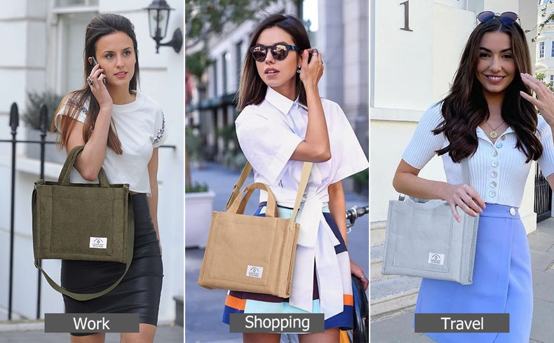 Tote Bag for Women, Corduroy Crossbody Bags Shoulder Handbag detail