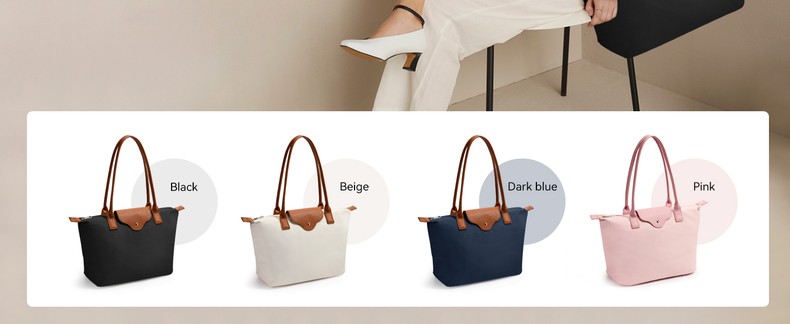 Tote Bag for Women Nylon Top-Handle Purse,Large Capacity Shoulder Hobo handBag with Zipper Le detail