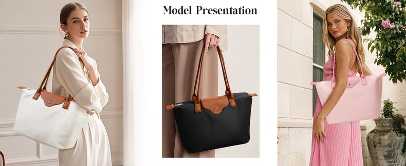 Tote Bag for Women Nylon Top-Handle Purse,Large Capacity Shoulder Hobo handBag with Zipper Le detail