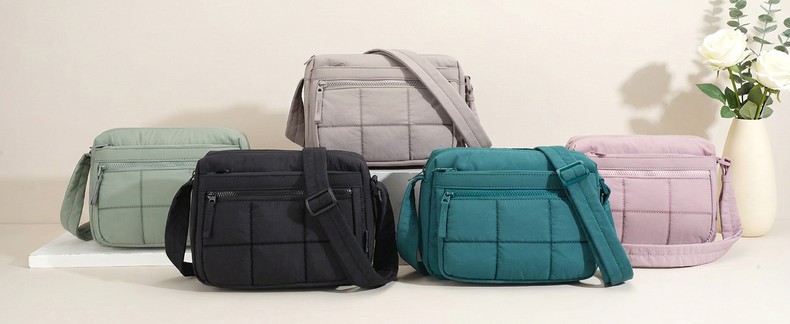 Women's Nylon Crossbody Bag, Puffy Lightweight Shoulder Purse detail