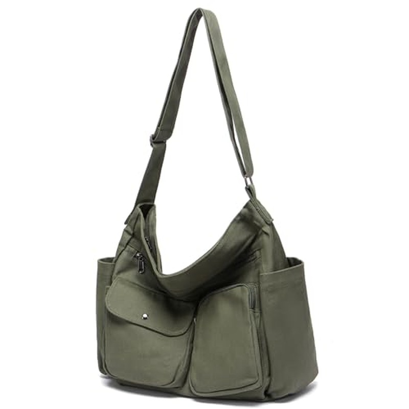 Canvas Casual Messenger Bag Hobo Crossbody Bag Canvas Shouder Tote Handbag for Women and Men