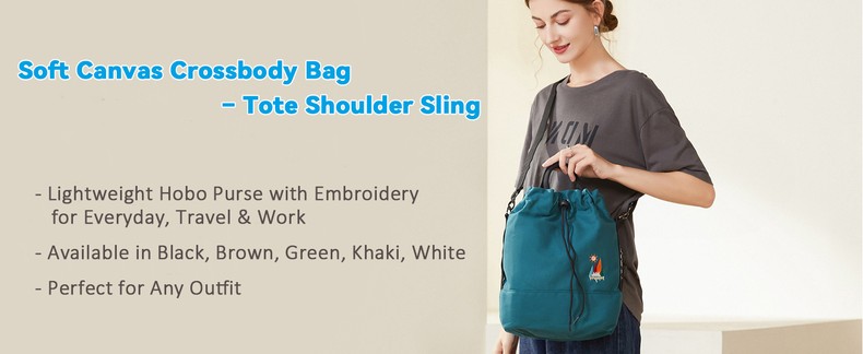 Canvas Crossbody Bag for Women Tote Handbag Slouchy Shoulder Bag