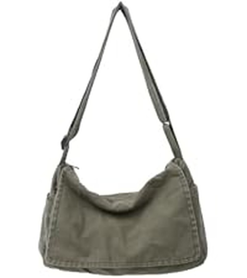 Canvas Messenger Bag Large Satchel Bag Travel Hobo Bag Casual Tote Shoulder Bag for Women and Men