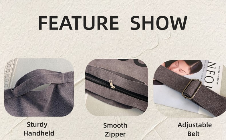 Canvas Tote Bag,Crossbody Shoulder Tote Bag for Women and Men Zipper Messenger Bag Travel Shoulder B
