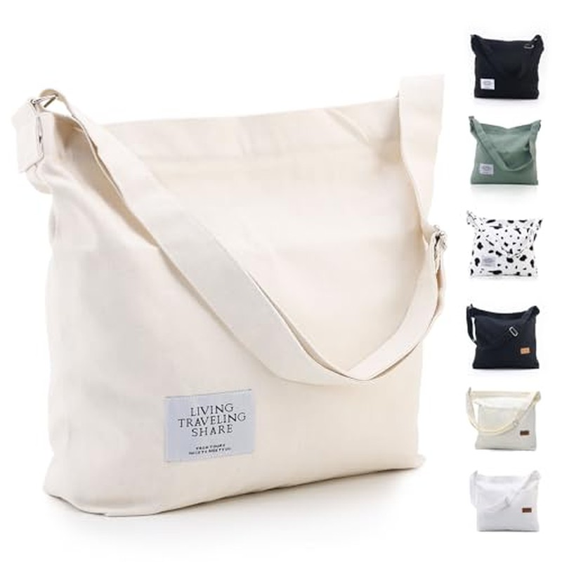 Canvas Tote Bag for Women - Crossbody, Shoulder, Travel & Beach Bag