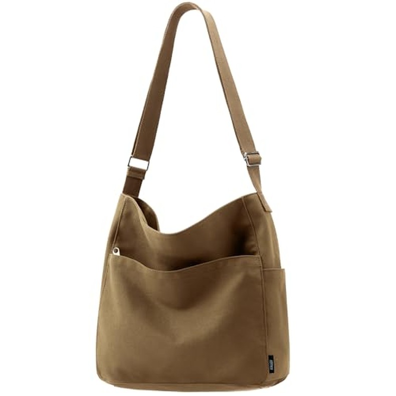 Canvas Tote Bag Zipper Large Crossbody Shoulder Bag Messenger Bag
