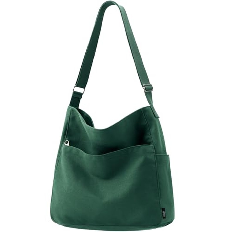 Canvas Tote Bag Zipper Large Crossbody Shoulder Bag Messenger Bag