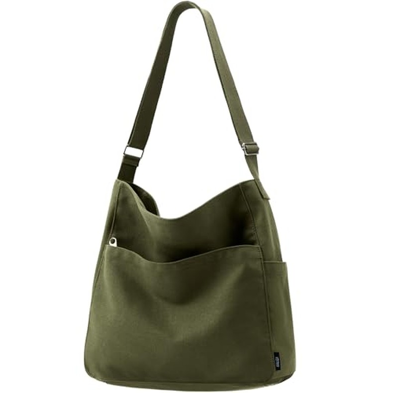 Canvas Tote Bag Zipper Large Crossbody Shoulder Bag Messenger Bag