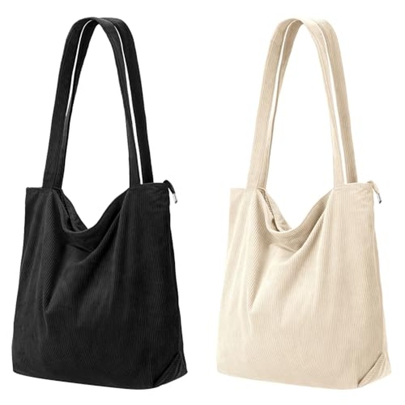 Corduroy Tote Bag for Women,Hobo HandBags with Zipper
