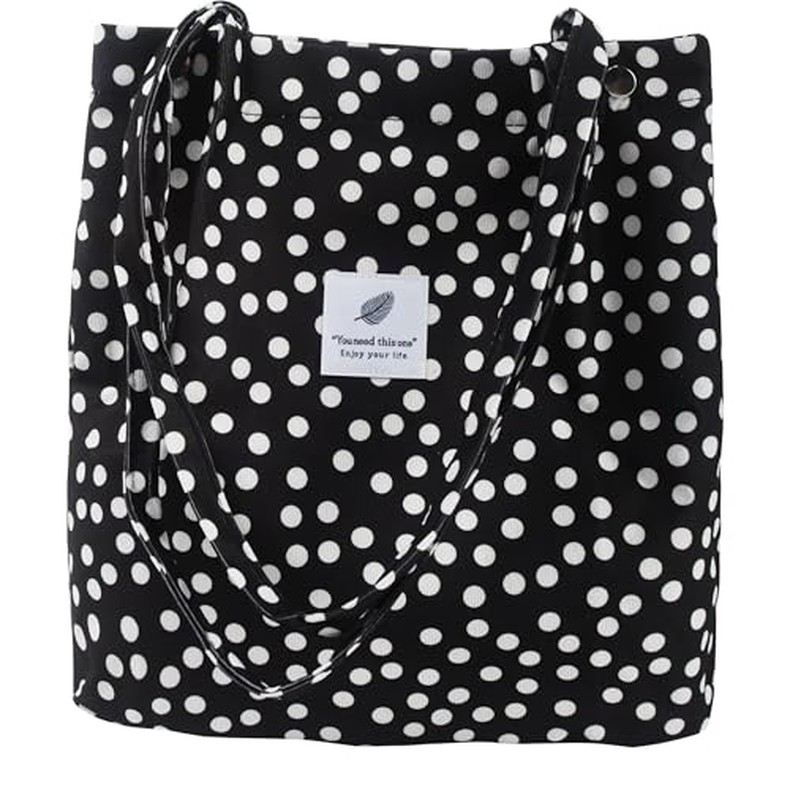 Corduroy Tote Bag, Work Shoulder Purse with Snap for Women