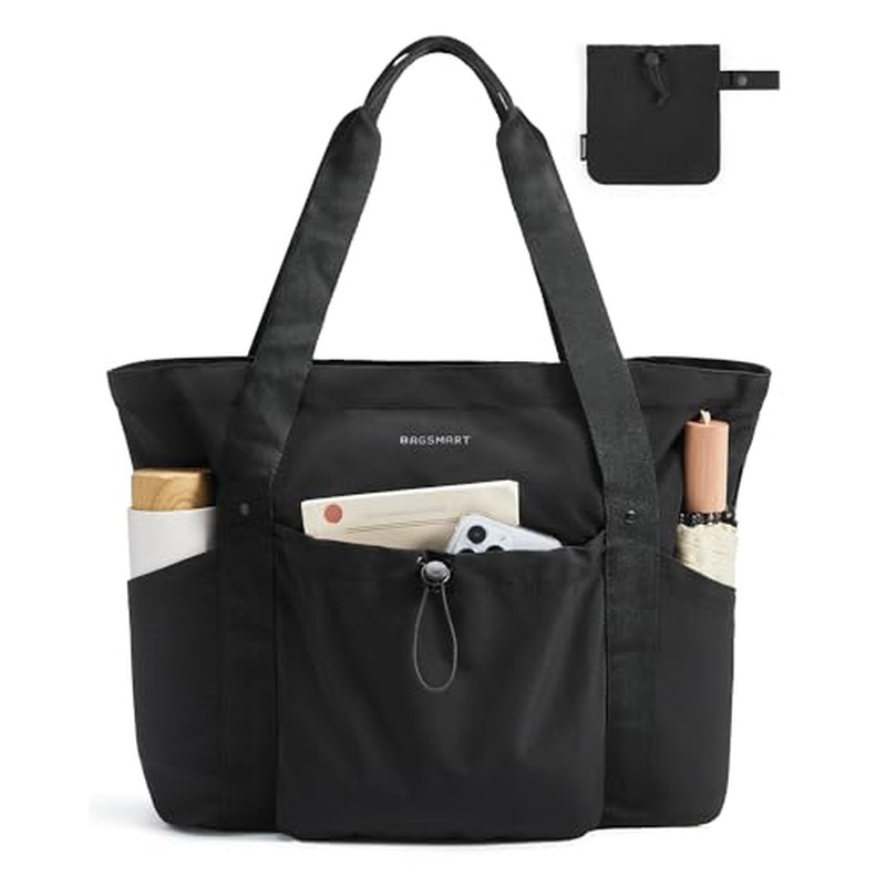 Foldable Tote Bag with Drawstring Bag, Tote Bag Shoulder Bag Top Handle Handbag for Travel,