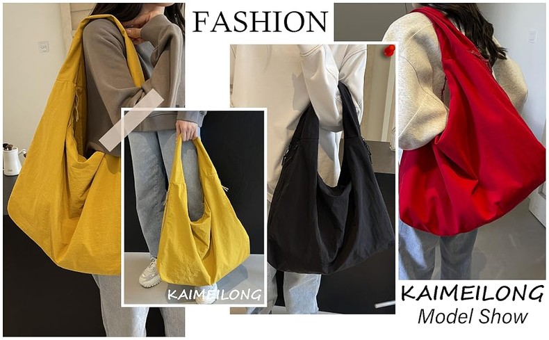 Large Nylon Hobo Bag Women Crescent Shoulder Bag Vintage Tote Bag Casual Shopper Handbag f