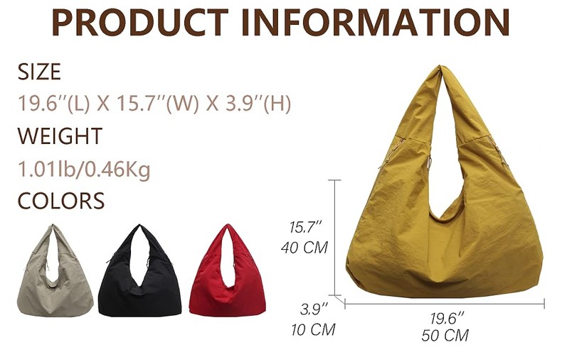Large Nylon Hobo Bag Women Crescent Shoulder Bag Vintage Tote Bag Casual Shopper Handbag f