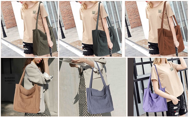 Women Corduroy Tote Bag, Large Shoulder Hobo Bags Casual Handbags